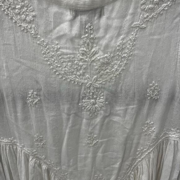 Rachel Zoe Women's SM Floral Embroidered Boho White Sleeveless Peasant Blouse - Picture 6 of 7